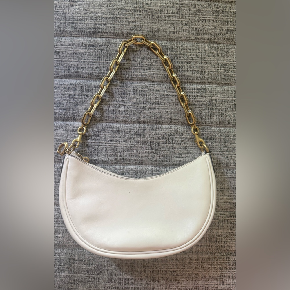 Coach Cream Crescent Shoulder Bag with Gold Hardware and Adjustable Strap - Picture 3 of 12